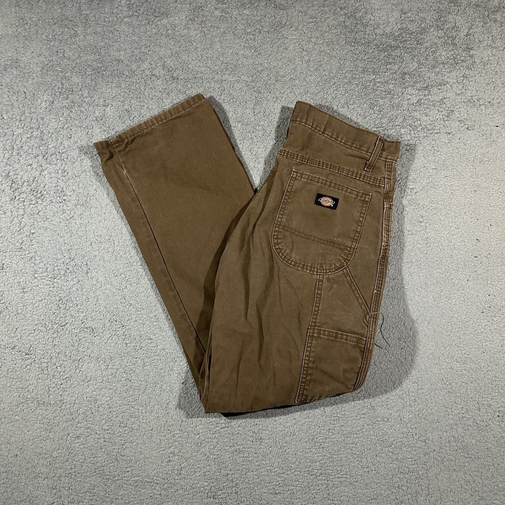 Dickies Pants Mens 30x32 Brown Straight Carpenter Canvas Workwear #2970